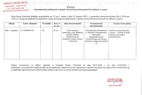 Wójt Gminy Ostrówek działając na podstawie art. 35 ust. 1 ustawy z dnia 21 sierpnia 1997 r. o gos...