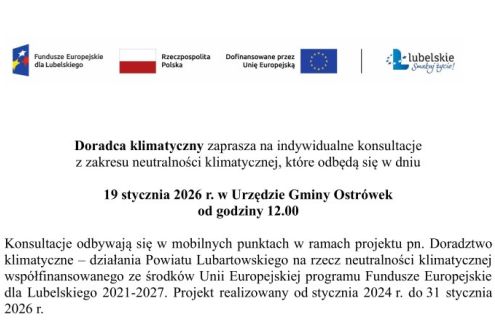 
Doradca klimatyczny zaprasza na indywidualne konsultacje   z zakresu neutralności klimatycznej,...